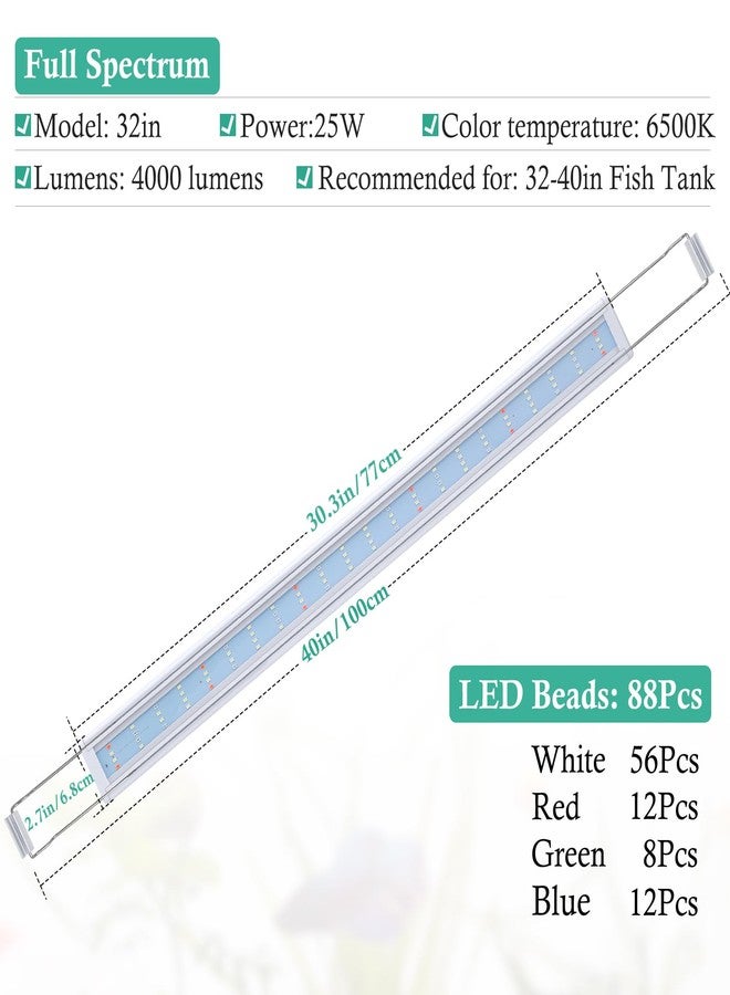 HITOP Full Spectrum LED Aquarium Light - 32-40" Classic Fish Tank Light with Timer, Aquarium Plant Light with Stable Extendable Brackets - Image 2