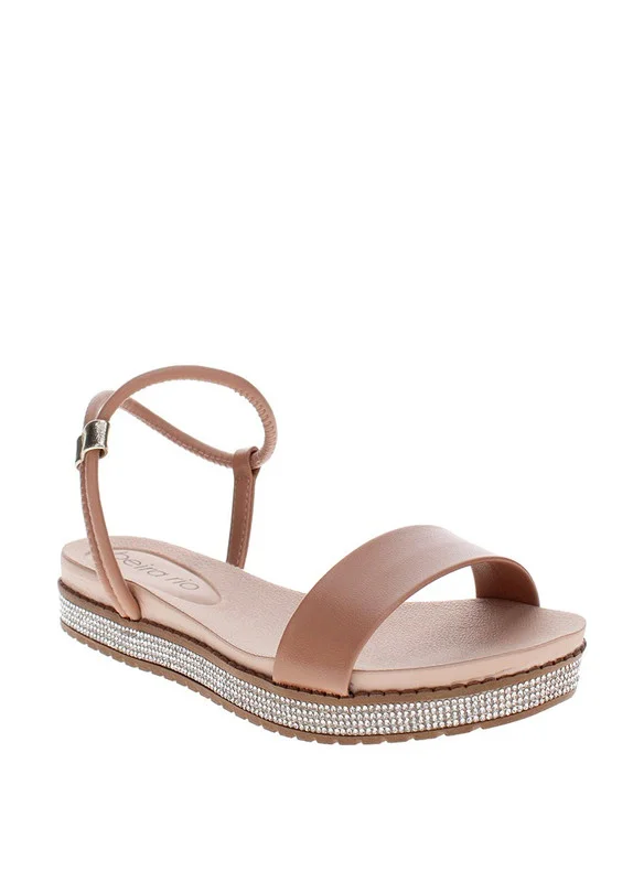 بيرا ريو Beira Rio Ladies Flat Sandals Nude | Made In Brazil