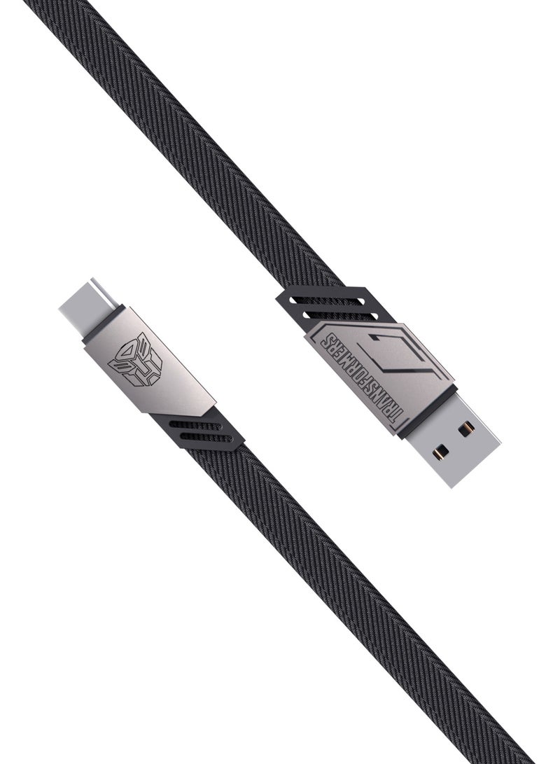 TRANSFORMERS TF-A08 Charging Braided Cable – 1.5m USB-A to Type C, 100W Power, Durable & Tangle Free Design – Grey - Image 2