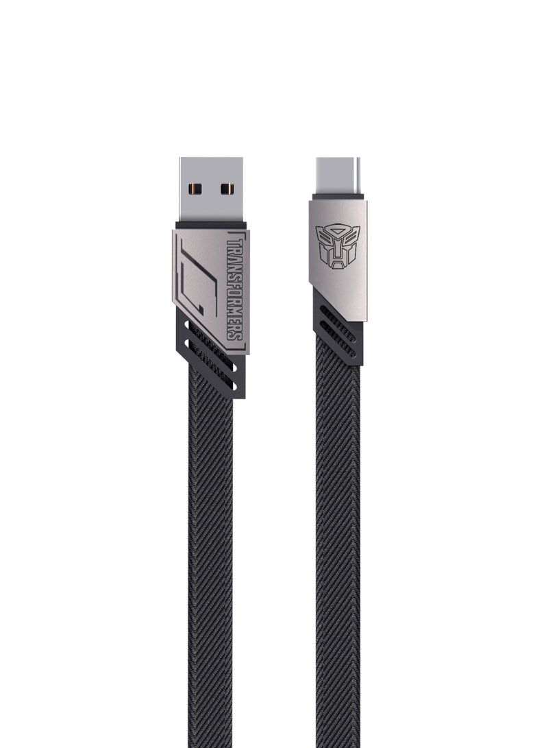 TRANSFORMERS TF-A08 Charging Braided Cable – 1.5m USB-A to Type C, 100W Power, Durable & Tangle Free Design – Grey - Image 3