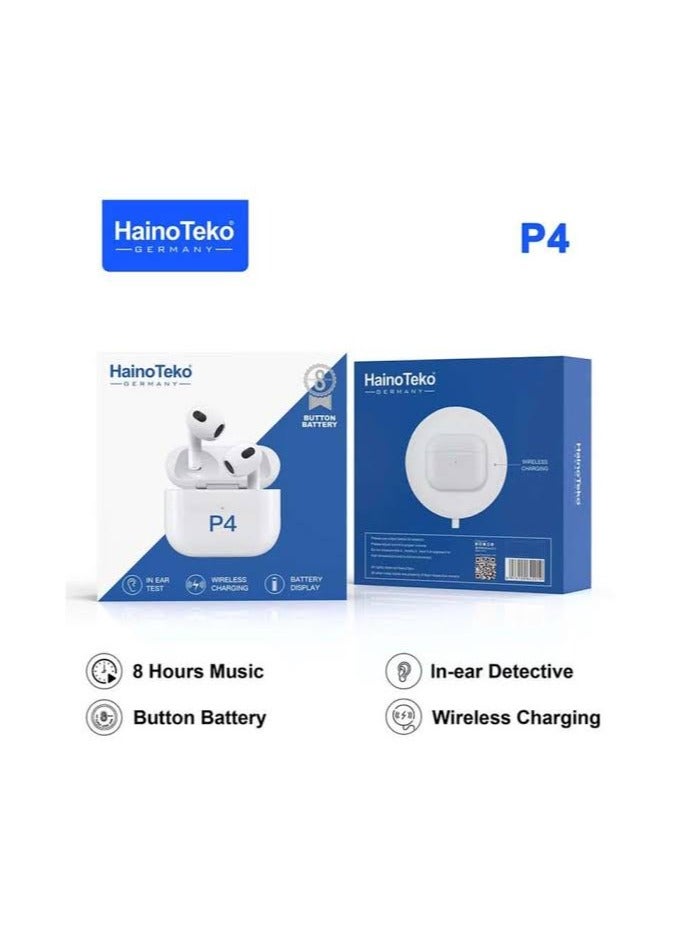 Haino Teko Germany P4 Wireless Bluetooth In Ear Headphone With HD Clear Mic and Touch Control Compatible With iPhone 13 Mini - Image 2