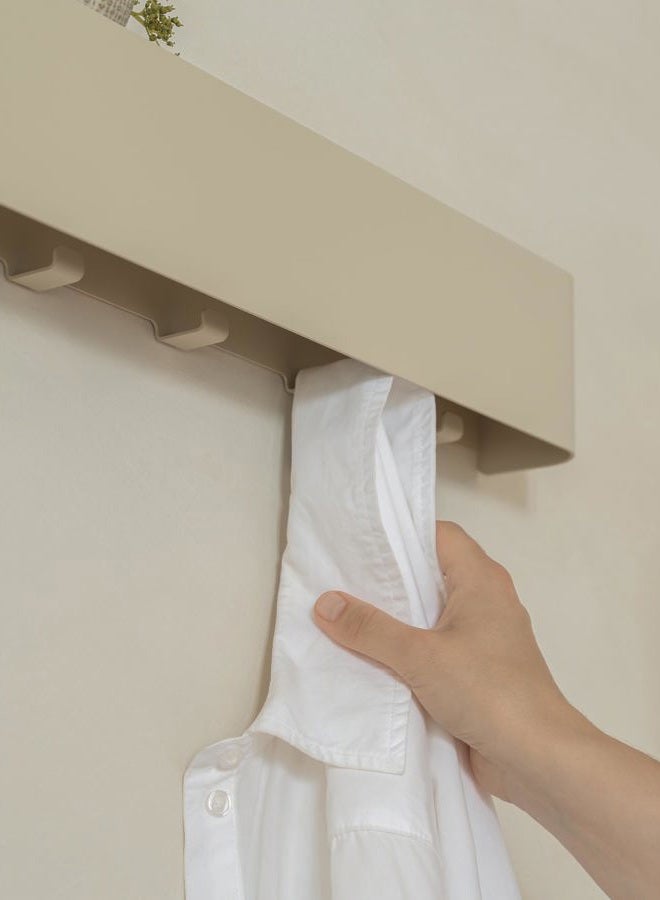 Kazai. Wall Coat Rack 'Tone' | Modern Coat Rack with Hidden Jacket Hooks and Shelf | Design Hallway Coat Rack Made of Metal | Hook Rail Wall Mounting | Taupe - Image 5
