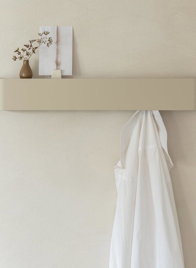 Kazai. Wall Coat Rack 'Tone' | Modern Coat Rack with Hidden Jacket Hooks and Shelf | Design Hallway Coat Rack Made of Metal | Hook Rail Wall Mounting | Taupe - Image 1