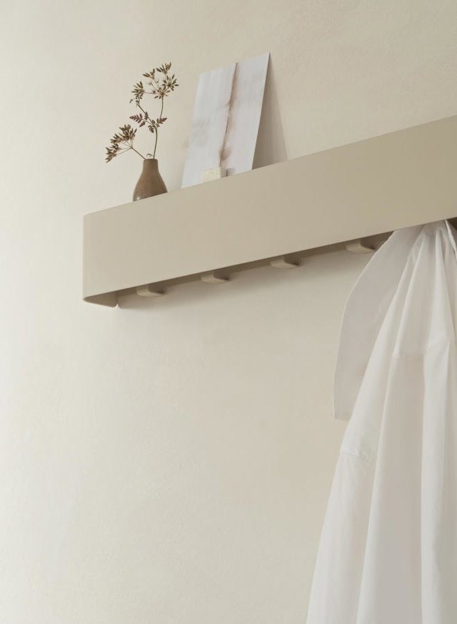 Kazai. Wall Coat Rack 'Tone' | Modern Coat Rack with Hidden Jacket Hooks and Shelf | Design Hallway Coat Rack Made of Metal | Hook Rail Wall Mounting | Taupe - Image 3