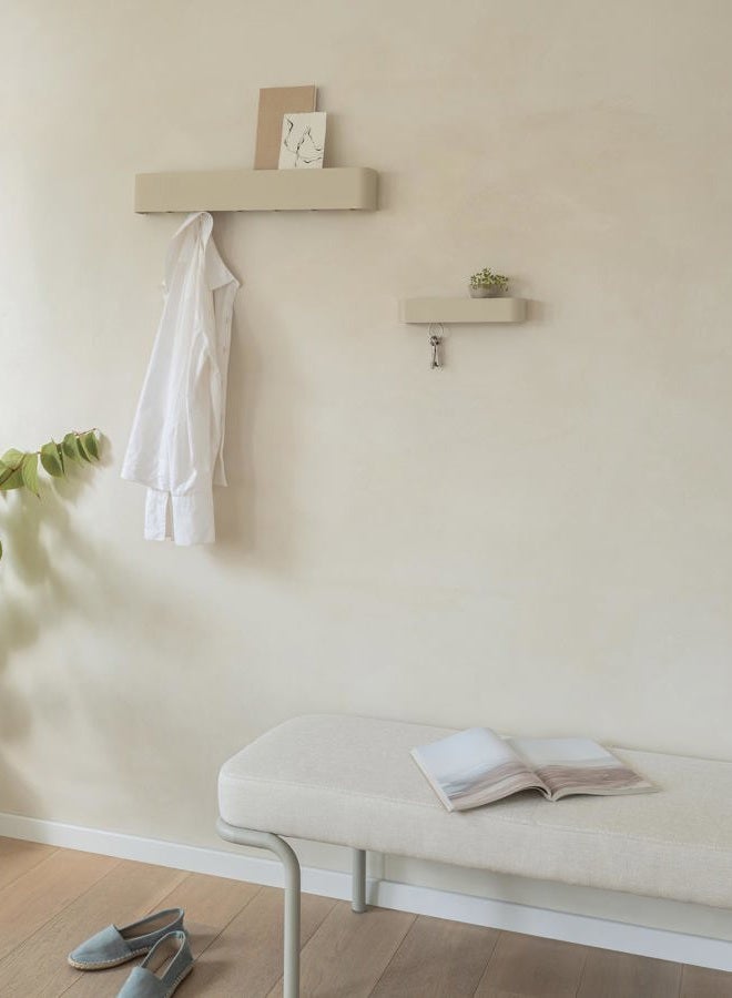 Kazai. Wall Coat Rack 'Tone' | Modern Coat Rack with Hidden Jacket Hooks and Shelf | Design Hallway Coat Rack Made of Metal | Hook Rail Wall Mounting | Taupe - Image 4
