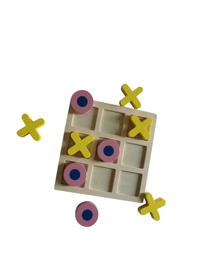 Creative Wooden Tic Tac Toe Board Game Puzzle Set - Image 1