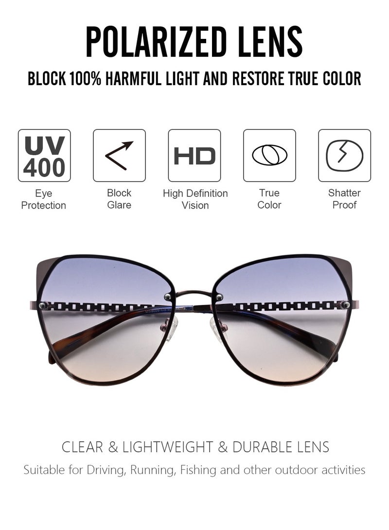 دلس دي إل إس نظارات شمسية للرجال والنساء - إطار معدني على شكل عين القطة مع عدسات مقاومة للأشعة فوق البنفسجية متعددة الاستخدامات (MS9005-C3) - Image 2