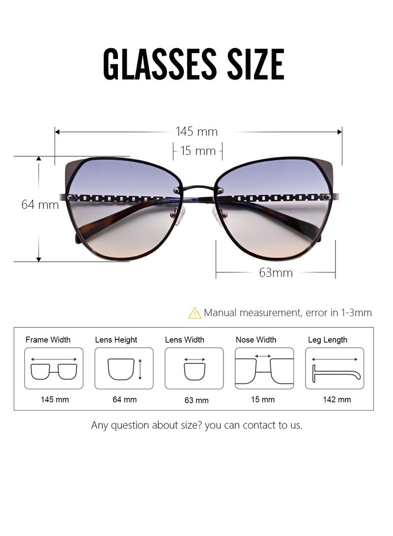 دلس دي إل إس نظارات شمسية للرجال والنساء - إطار معدني على شكل عين القطة مع عدسات مقاومة للأشعة فوق البنفسجية متعددة الاستخدامات (MS9005-C3) - Image 3