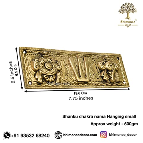 Bhimonee Decor by Modern Gift Centre | Pure Brass Shanku Chakra Hanging Wallplate | 7.75 x 2.5 Inches | 500gm Weight | Traditional Spiritual Wall Decor for Home, Temple, and Office - Image 2
