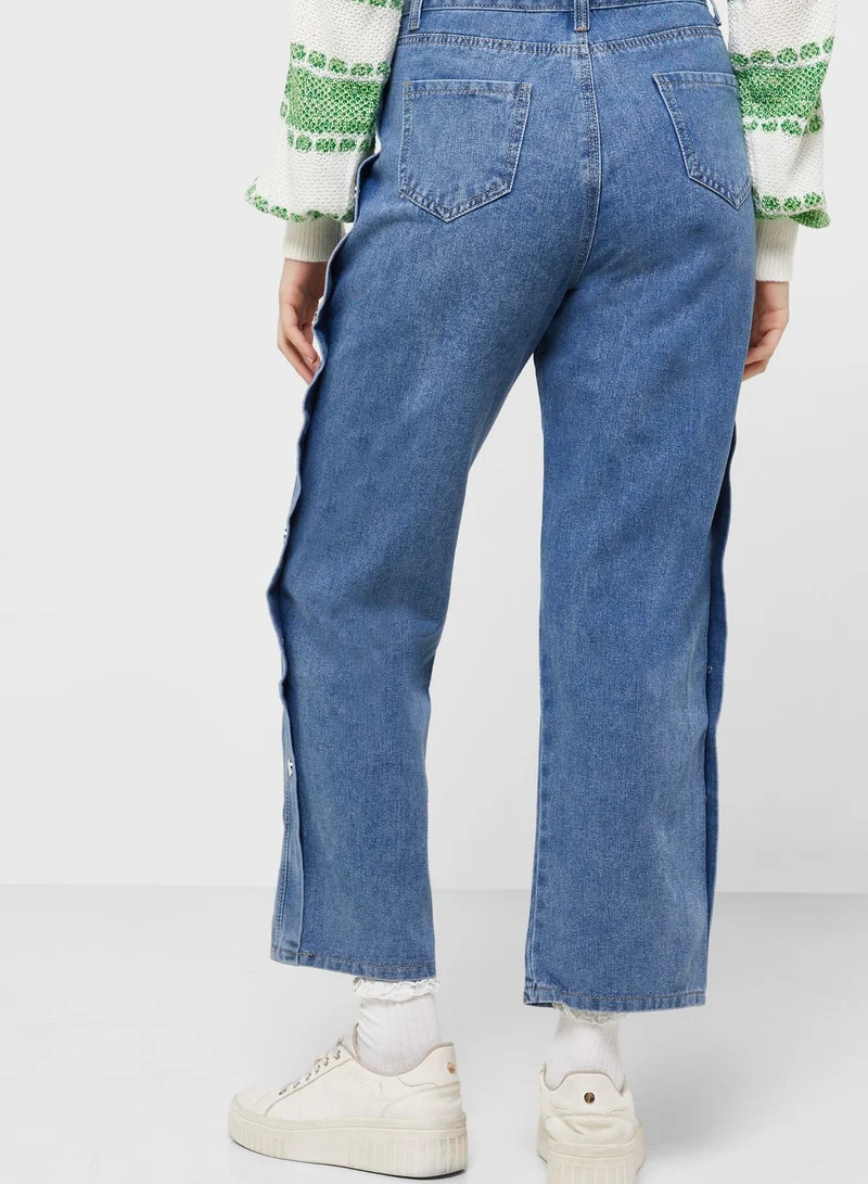 Ginger Side Button Detail Jeans