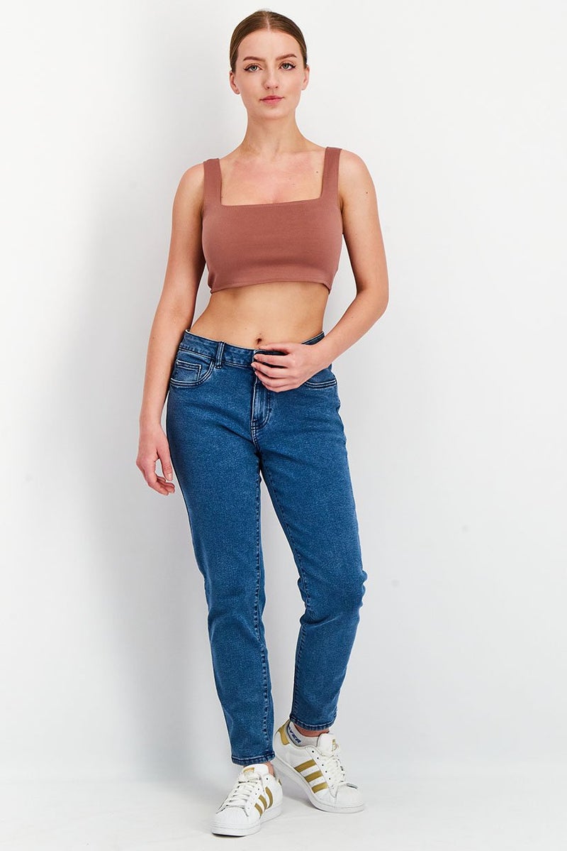 Tchibo جينز مغسول للنساء بقصة ضيقة بخصر متوسط و5 جيوب، أزرق - Image 3