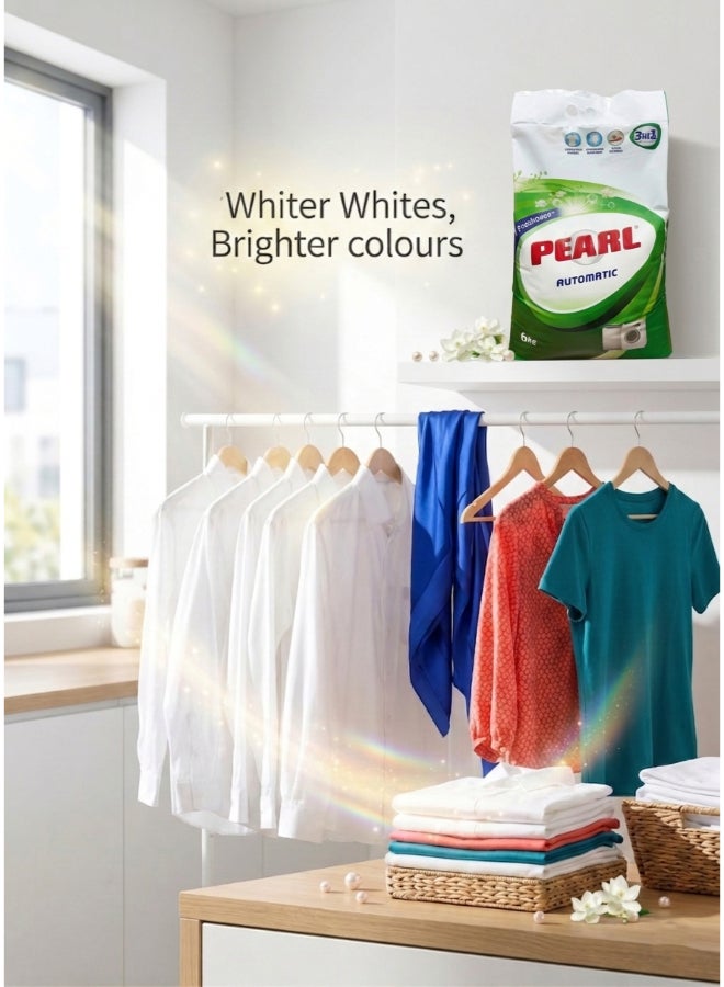 Pearl Laundry Detergent Powder Low Foam Original 6kg Promo Pack Bag Whitening Pearls Stain Erasers for Automatic  Machine 6 Kg - Image 5