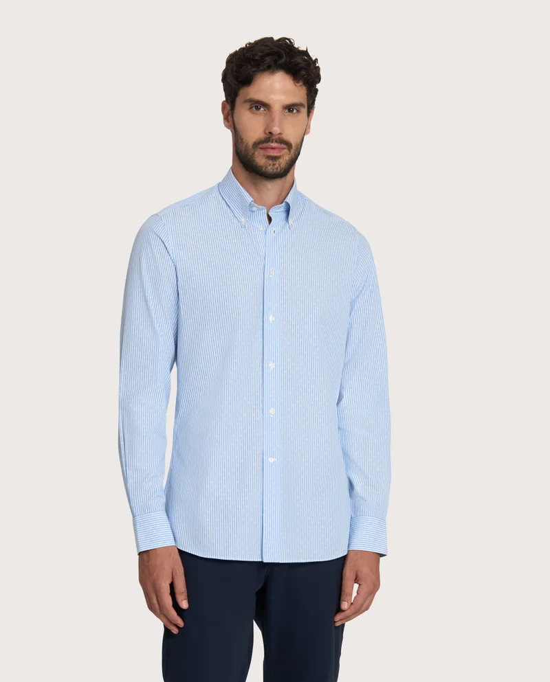 كاميتشسما Trendy Light Blue Extra Slim Shaped Dobby Shirt