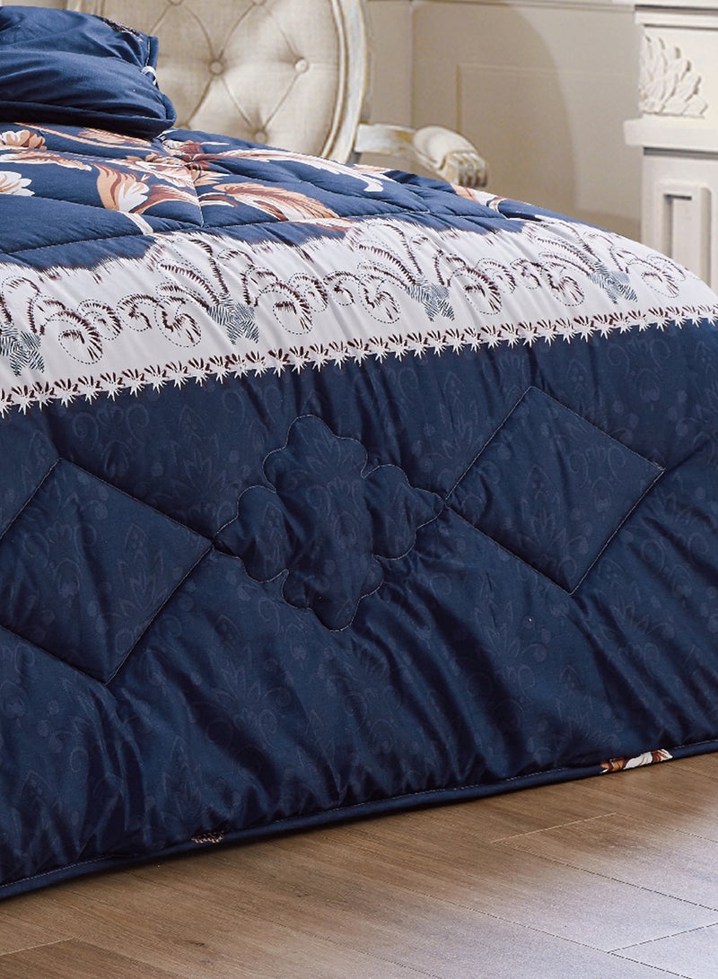 مون طقم لحاف مفرش سرير مزين بالزهور مقاس كينج مع لحاف مفرش سرير مبطّن وكيس مخدة وشبشب من بد ان ايه باج، مقاس 220×240 سم متعدد الالوان 10 قطع - Image 5