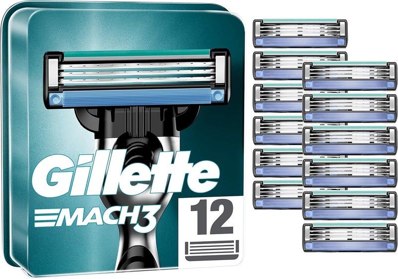 Gillette شفرات حلاقة جيليت ماك 3 للرجال، عبوة من 12 شفرات حلاقة - Image 1