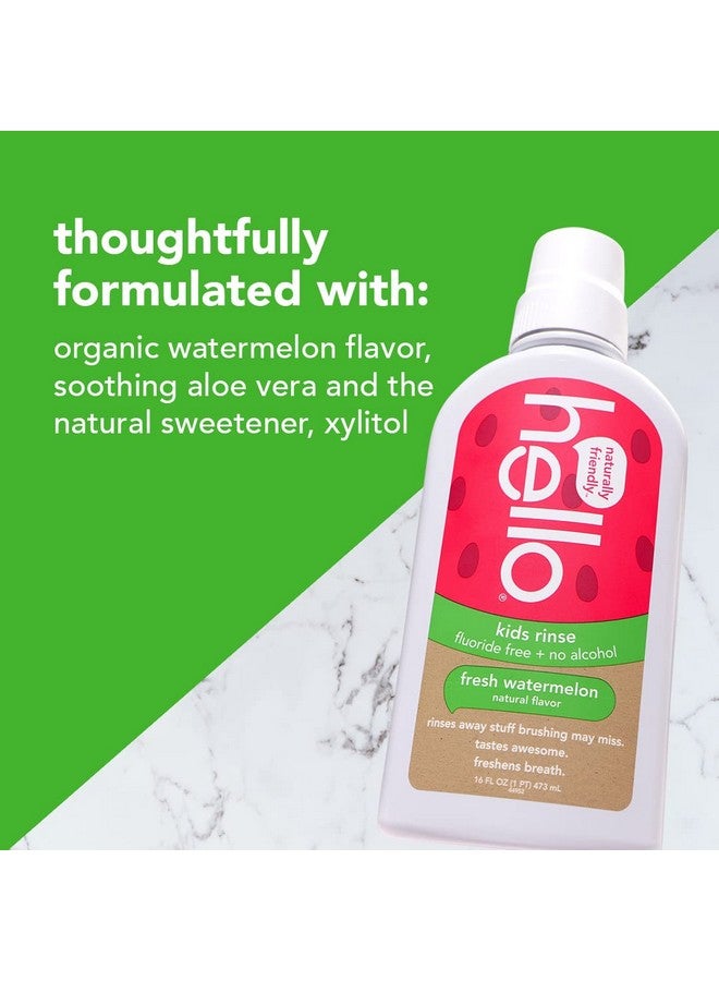 Hello Natural Watermelon Flavor Kids Fluoride Free Rinse, Alcohol Free, Vegan, SLS Free, Mouthwash for Kids Age 6 and Up, 16 Fl Oz (Pack of 3) - Image 5