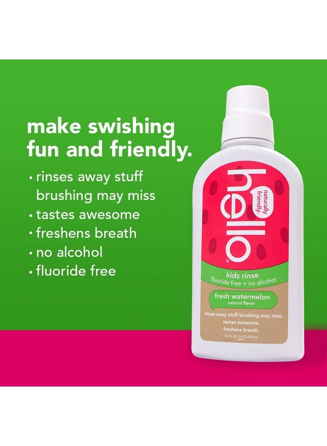 Hello Natural Watermelon Flavor Kids Fluoride Free Rinse, Alcohol Free, Vegan, SLS Free, Mouthwash for Kids Age 6 and Up, 16 Fl Oz (Pack of 3) - Image 4