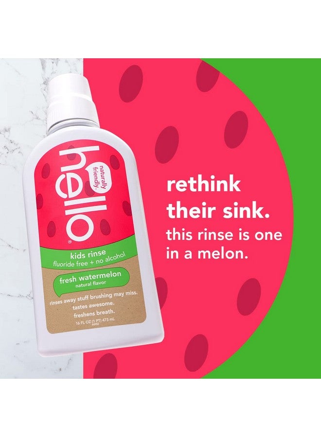 Hello Natural Watermelon Flavor Kids Fluoride Free Rinse, Alcohol Free, Vegan, SLS Free, Mouthwash for Kids Age 6 and Up, 16 Fl Oz (Pack of 3) - Image 2