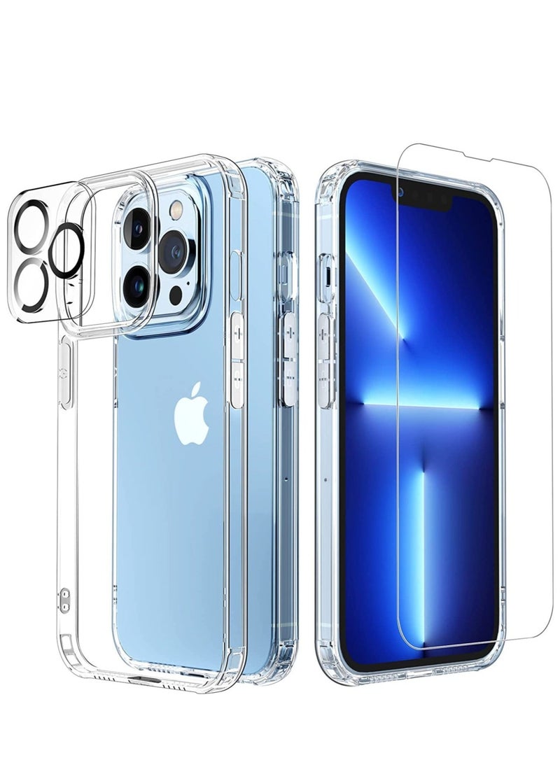 Raxoom [3 in1] Designed for iPhone 13 Pro max Magnetic Case Crystal Clear, with 1 Pcs Tempered Glass Screen Protectors & 1 Pcs Camera Lens Protectors-Transparent (iPhone 13 Pro Max) - Image 1