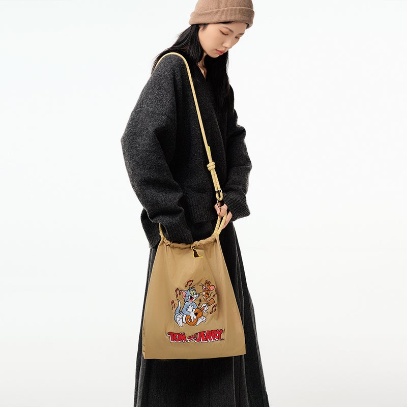 Cat And Mouse Genuine New Embroidered Large Capacity Shoulder Bag Fashionable All-Match Shoulder Crossbody Bag Music Cat - Image 4
