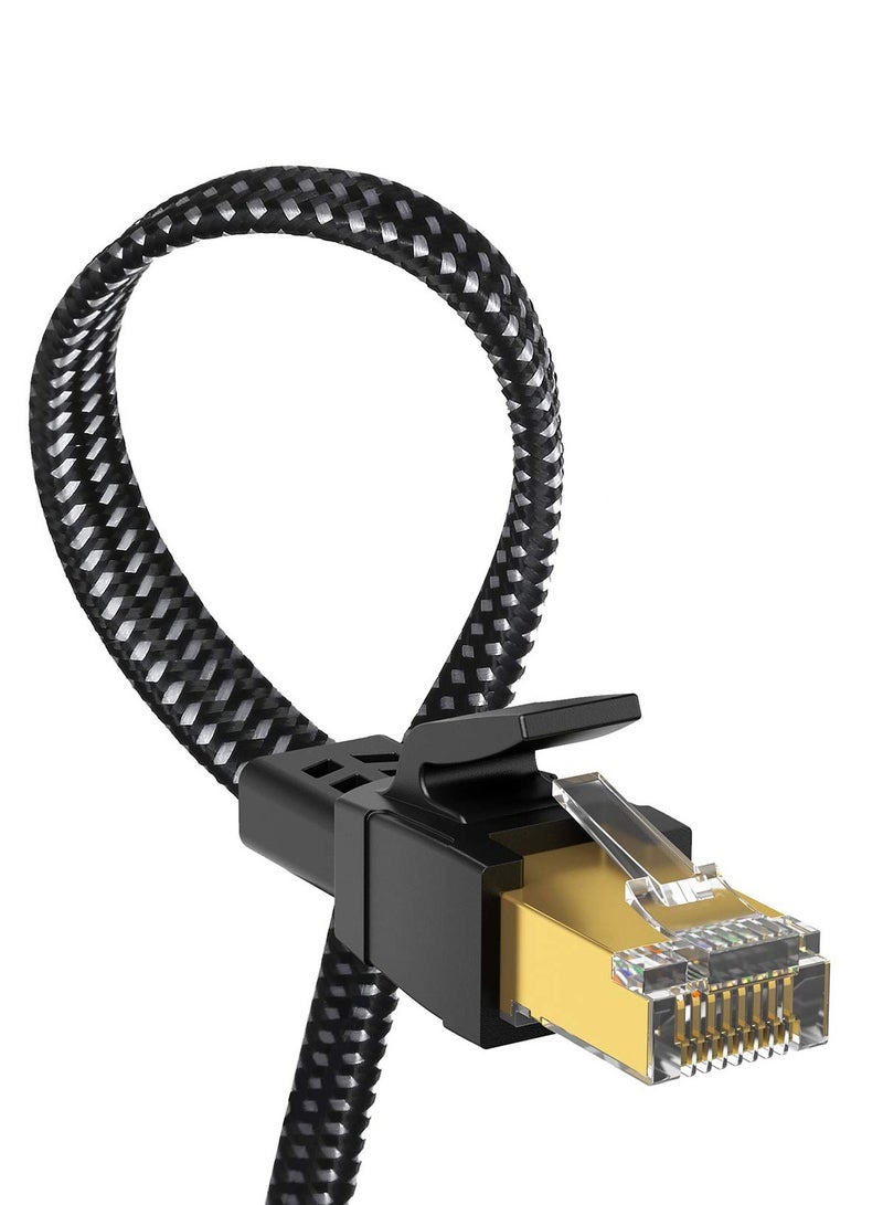 igeekwell Cat 8 Ethernet Cable 10M, Nylon Braided High Speed Heavy Duty Network LAN Patch Cord, 40Gbps 2000Mhz SFTP RJ45 Flat Gigabit Internet Cable Shielded in Wall,Indoor&Outdoor for Modem/Router/Gaming/PC,(10M,1PACK) - Image 1