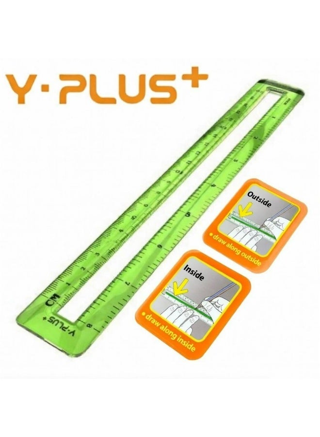 YPlus Y-Plus+ MID Ruler, 30cm - Flexible, transparent, and shatterproof plastic ruler with dual scale (cm/inch) for school and office supplies - Image 5