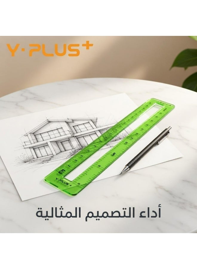 YPlus Y-Plus+ MID Ruler, 30cm - Flexible, transparent, and shatterproof plastic ruler with dual scale (cm/inch) for school and office supplies - Image 2