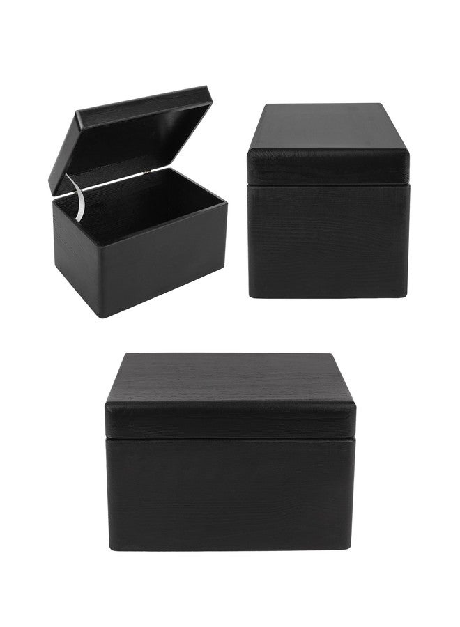 Creative Deco Large Black Wooden Box Storage with Hinged Lid | 11.8 x 7.87 x 5.51 inches (+-0.5) | Gift Box for Tool Dog Toy Shoes Clothes Kitchen Storage | Wood Keepsake Chest - Image 5