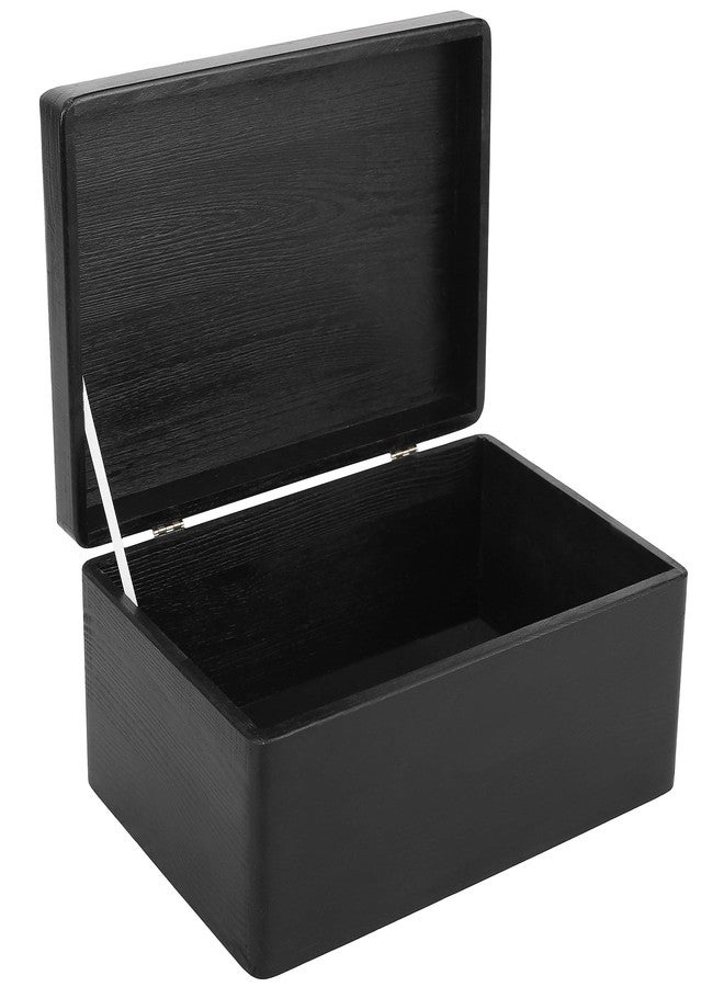 Creative Deco Large Black Wooden Box Storage with Hinged Lid | 11.8 x 7.87 x 5.51 inches (+-0.5) | Gift Box for Tool Dog Toy Shoes Clothes Kitchen Storage | Wood Keepsake Chest - Image 1
