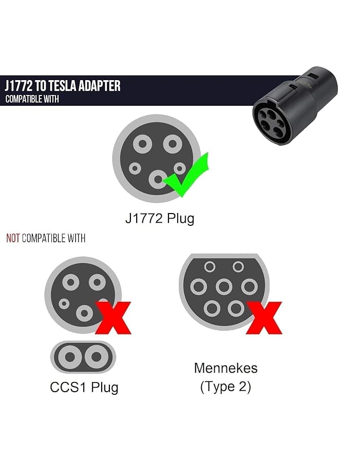 KASTWAVE J1772 To Tesla Charging Adapter, 80A/240 Vac, Ip54 Sae J1772 Ev Charger Adapter Compatible With Tesla Model 3/Y/S/X, Only For Tesla Owners - Image 5