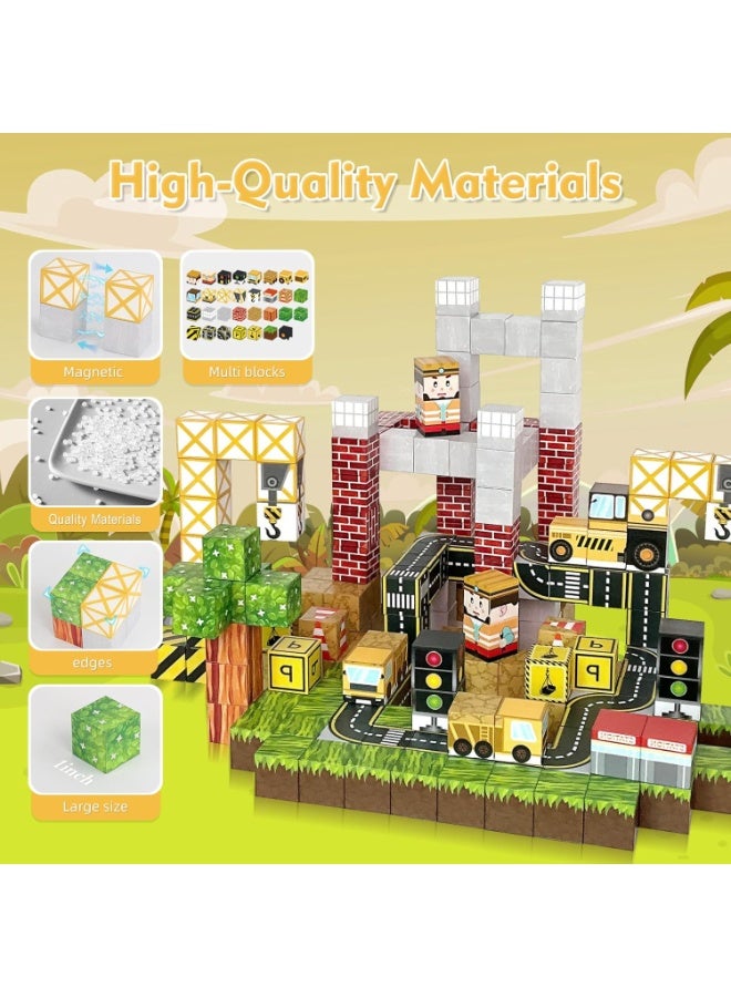 Paka Rabbit 100PCS Magnetic Blocks, Magnetic Building Blocks Toddler Magnet Toys, Magnetics Tiles STEM Sensory for 3+ Year Boys&Girls, Toddler Creative Learning Toys - Image 5