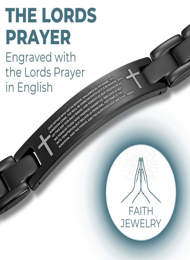 Willis Judd Christian Bracelet For Men English Lords Prayer Christian Religious Gift 8.5inch Titanium - Image 2