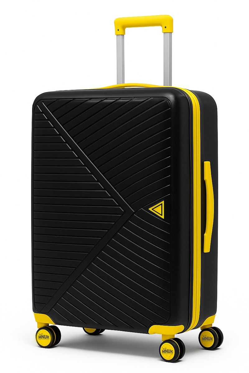MNUK VIATOR PREMIE Set of 3 Luggage| Polypropylene (PP) Hardside Luggage Trolley|Double 360Â° 4 Wheeler & Anti-theft Zipper| Cabin-20 Inch, Medium- 24 Inch, Large-28 Inch|BLACK - Image 2