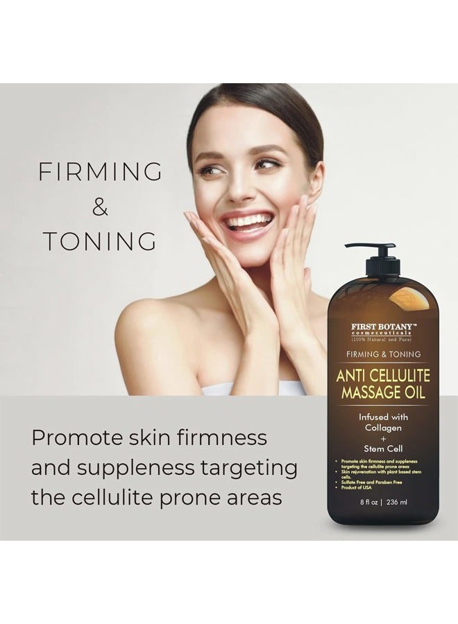 First Botany , Anti-Cellulite Massage Oil Infused with Collagen & Stem Cells - Natural Cellulite & Stretch Mark Treatment for Men & Women - 8 oz - Image 5
