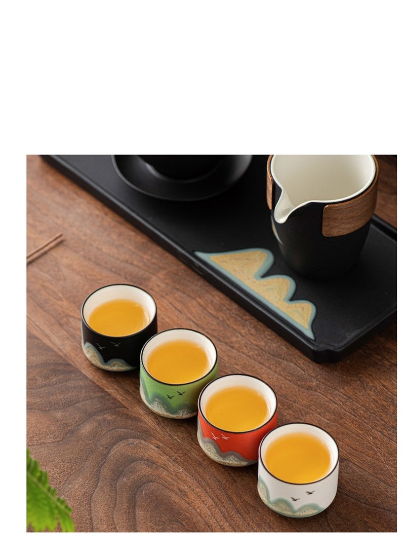 XiuWoo 4pcs Set Gift Box Porcelain Afternoon Tea Set Ceramic Coffee Cup with hand pattern  - Image 2