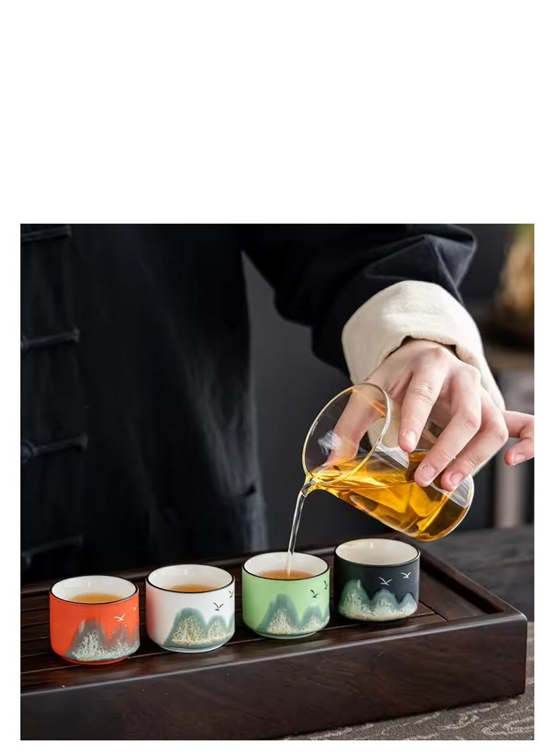 XiuWoo 4pcs Set Gift Box Porcelain Afternoon Tea Set Ceramic Coffee Cup with hand pattern  - Image 3