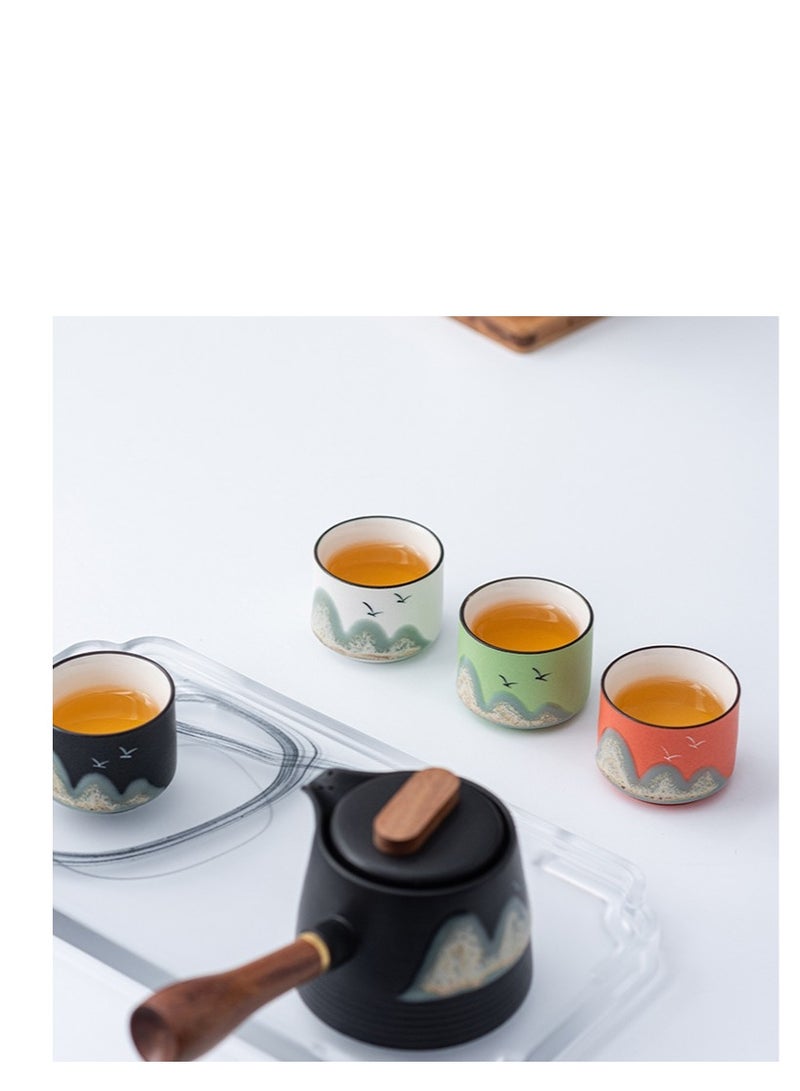 XiuWoo 4pcs Set Gift Box Porcelain Afternoon Tea Set Ceramic Coffee Cup with hand pattern  - Image 4