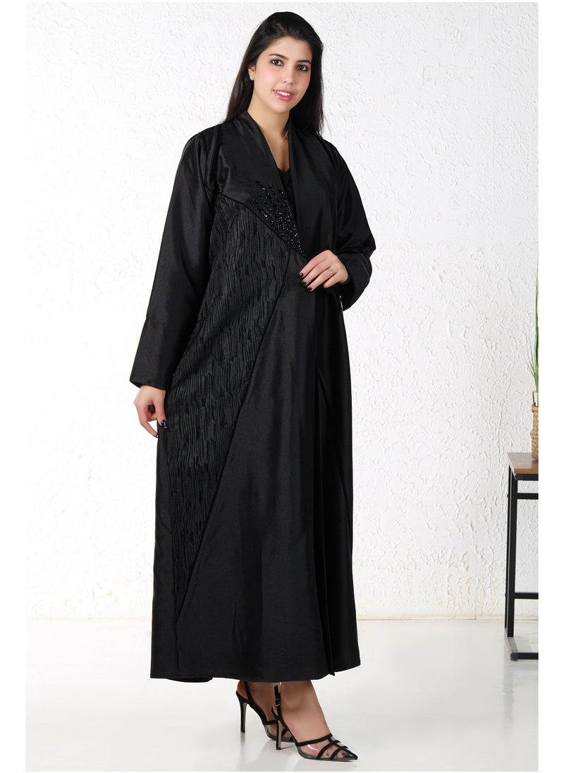 Gaiyda - Black abaya with embroidery and floral fabric - Image 1