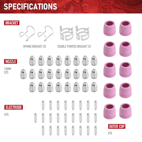 RX WELD 64PCS AG60P Plasma Cutter Torch Consumables Electrode Nozzles Cups Kit Galvanized Copper Ceramic AG-60 Consumables - Image 2
