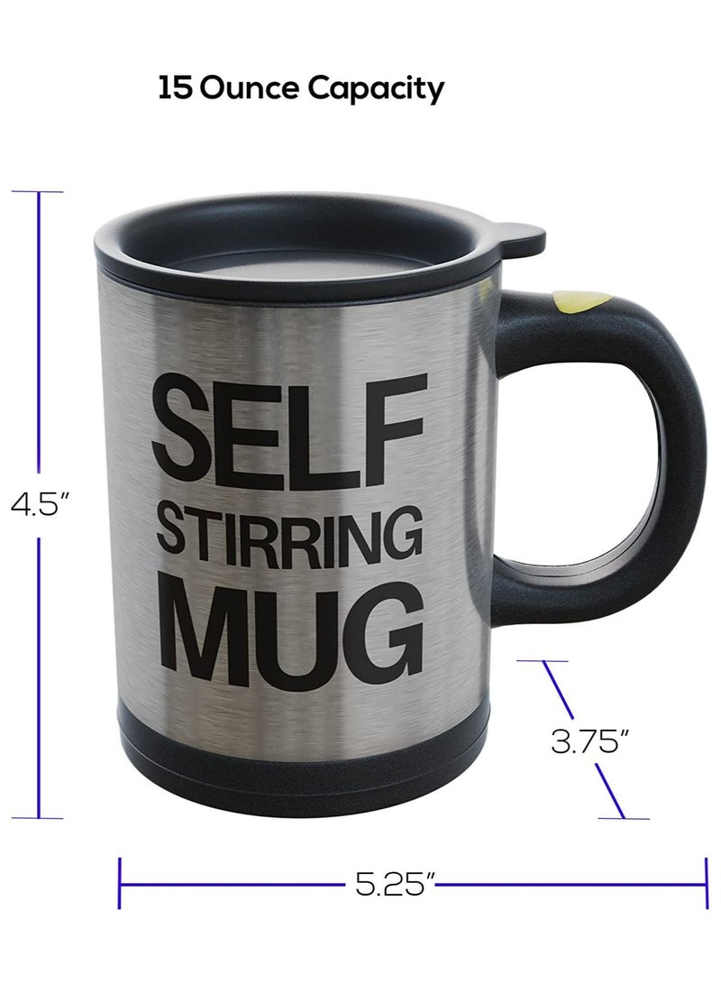 Self Stirring Mug- Reusable Auto Mixing Cup with Travel Lid for Protein Mix, Bulletproof Coffee, Chocolate Milk