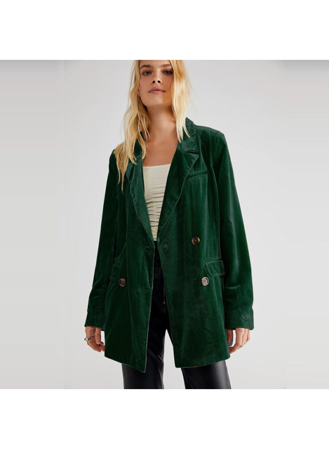 Women's New Retro Style Elegant Commuter Long-sleeve Velvet Slit Blazer Jacket For Women