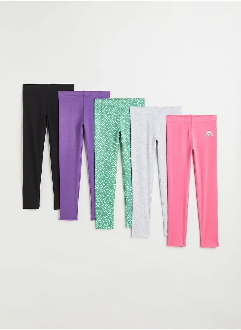 H&M Kids 5 Pack Assorted Jersey Leggings