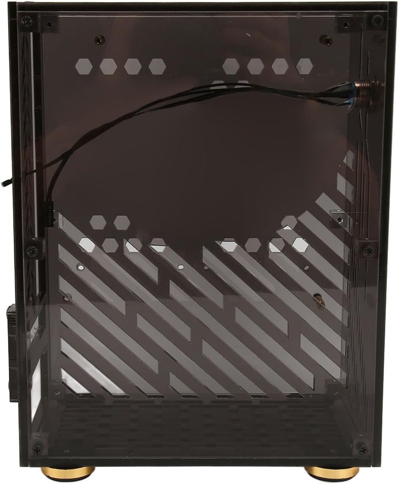 Tyenaza Mini ITX Case, 4.3L Clear Acrylic Panel 360 Degree Cooling Cushioning Foot Pads Mini PC Case for Flex 1U Power 2.5in SSD (Black) - Image 1