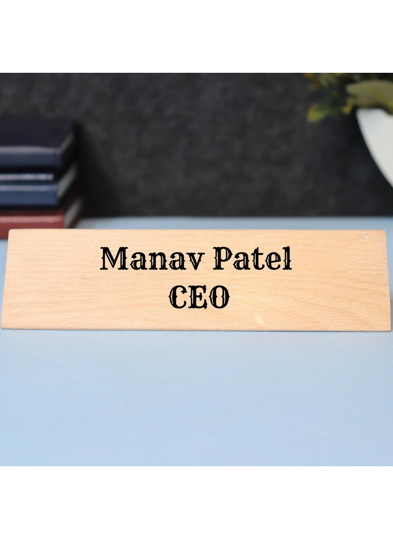 TEAKWOOD Customized Name Plate For Office Desk Supplies Organize Pencil Holders Unique Gifts For Doctors Wood Name plate Stylish Decorative Items Personalized Name Plate For Home Or Office 1  - Image 1