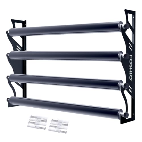 FOSHIO Vinyl Holder with Mounting Hardware,Metal Rack Heavy Duty Vinyl Storage Tool for 4 Rollers of Vinyl,Transfer Paper Tape,Wallpaper,Window Film,Wall Mount Garage Workshop,Rollers Not Included - Image 1