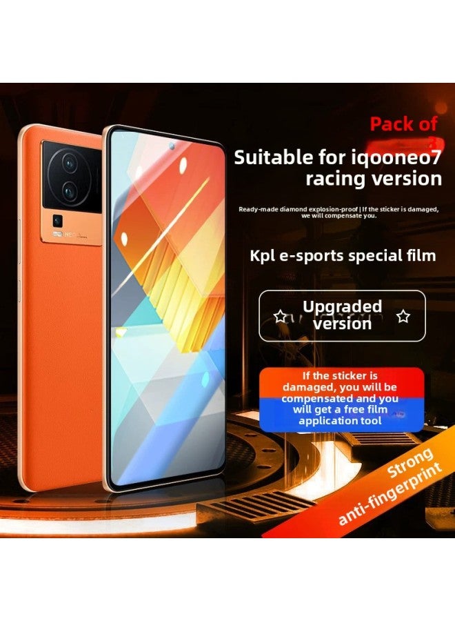 لـ Iqooneo7 Racing Edition فيلم مقسى Vivoiqooneo7 فيلم الهاتف المحمول Iqoo شاشة كاملة Neo7 فيلم I-Colour: 【فيلم خاص للرياضات الإلكترونية】 Blu-ray رفيع الحواف 2-pack قطعة أثرية مجانية للفيلم-الحجم: Iqoo Neo7 Racing Edition - Image 2
