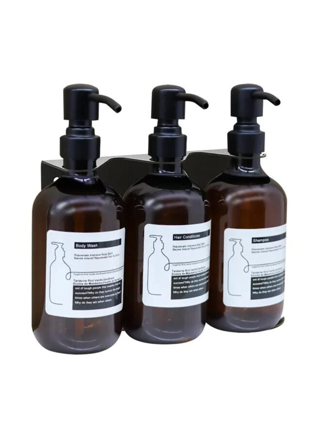 Shampoo Dispenser for Shower Wall Mount - Drill Free Shampoo and Conditioner Dispenser Set with Labels | 3 Amber Shower Shampoo Dispenser 3 Chamber Black Soap Pump Dispenser (Color : B - Image 1