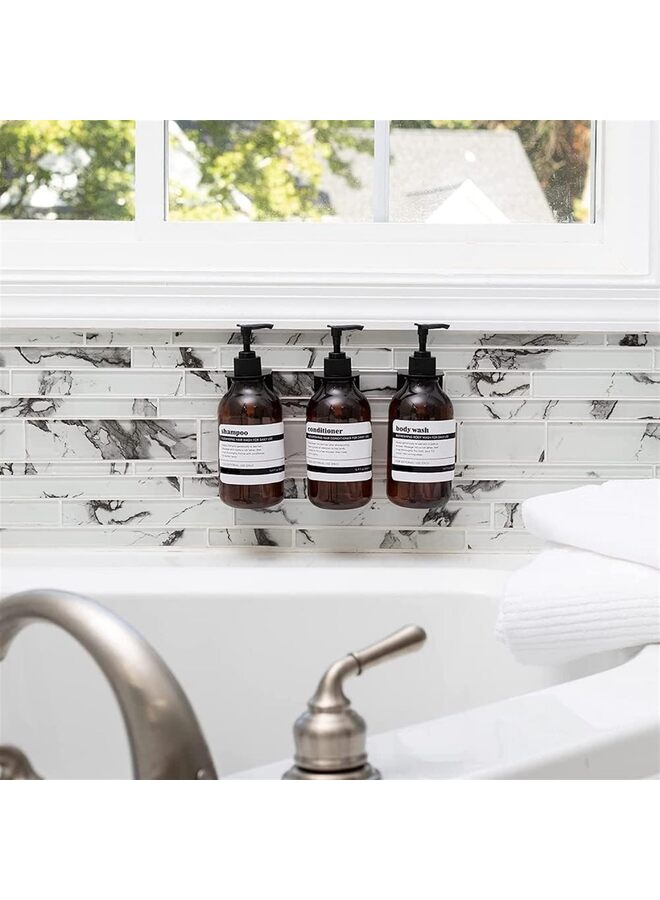 Shampoo Dispenser for Shower Wall Mount - Drill Free Shampoo and Conditioner Dispenser Set with Labels | 3 Amber Shower Shampoo Dispenser 3 Chamber Black Soap Pump Dispenser (Color : B - Image 4