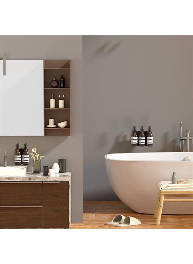 Shampoo Dispenser for Shower Wall Mount - Drill Free Shampoo and Conditioner Dispenser Set with Labels | 3 Amber Shower Shampoo Dispenser 3 Chamber Black Soap Pump Dispenser (Color : B - Image 5