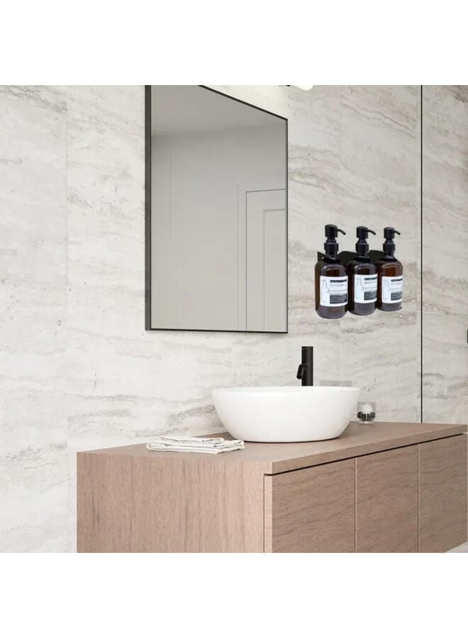 Shampoo Dispenser for Shower Wall Mount - Drill Free Shampoo and Conditioner Dispenser Set with Labels | 3 Amber Shower Shampoo Dispenser 3 Chamber Black Soap Pump Dispenser (Color : B - Image 2